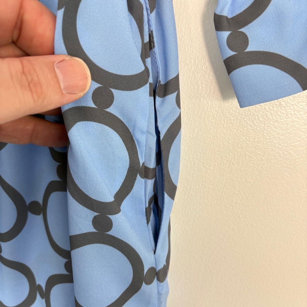 Gretchen Scott Women Dress XL Blue Outta Sight Tunic Geometric Ruffle Belted - Picture 7 of 13